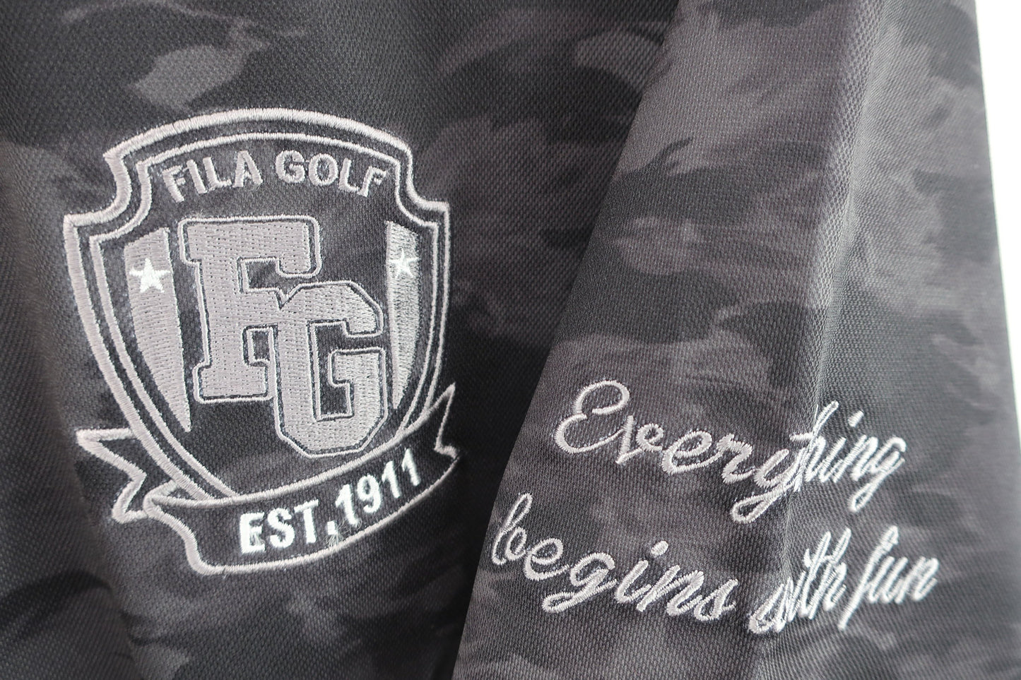 FILA GOLF(フィラゴルフ) ポロシャツ 黒総柄 メンズ L A-2