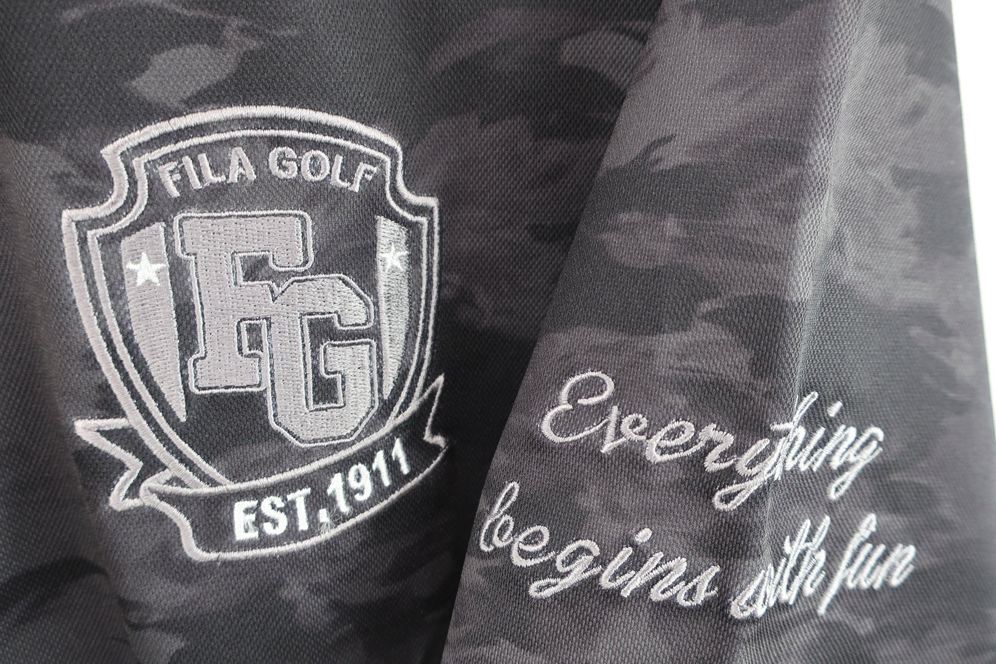 FILA GOLF(フィラゴルフ) ポロシャツ 黒総柄 メンズ L A-2