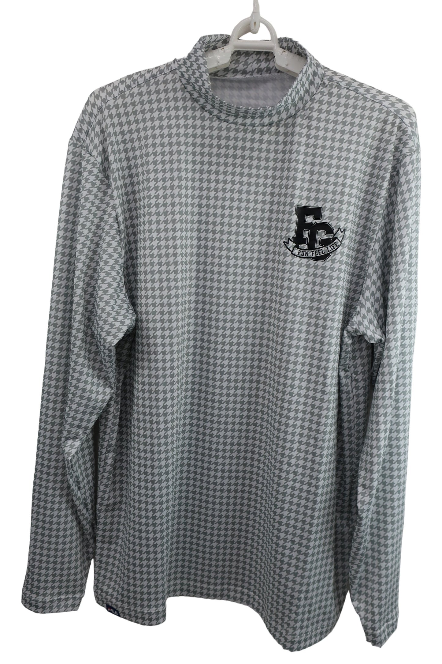 FILA GOLF(フィラゴルフ) ハイネックシャツ 白グレー千鳥柄 メンズ L N-1