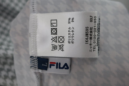 FILA GOLF(フィラゴルフ) ハイネックシャツ 白グレー千鳥柄 メンズ L N-5