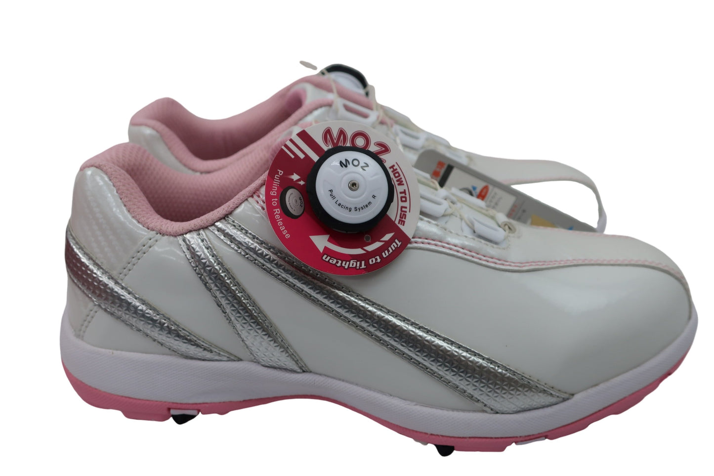 GRAND ZERO ダイヤル式ゴルフシューズ 白ピンク レディース 23.5cm GZS-017L N-4