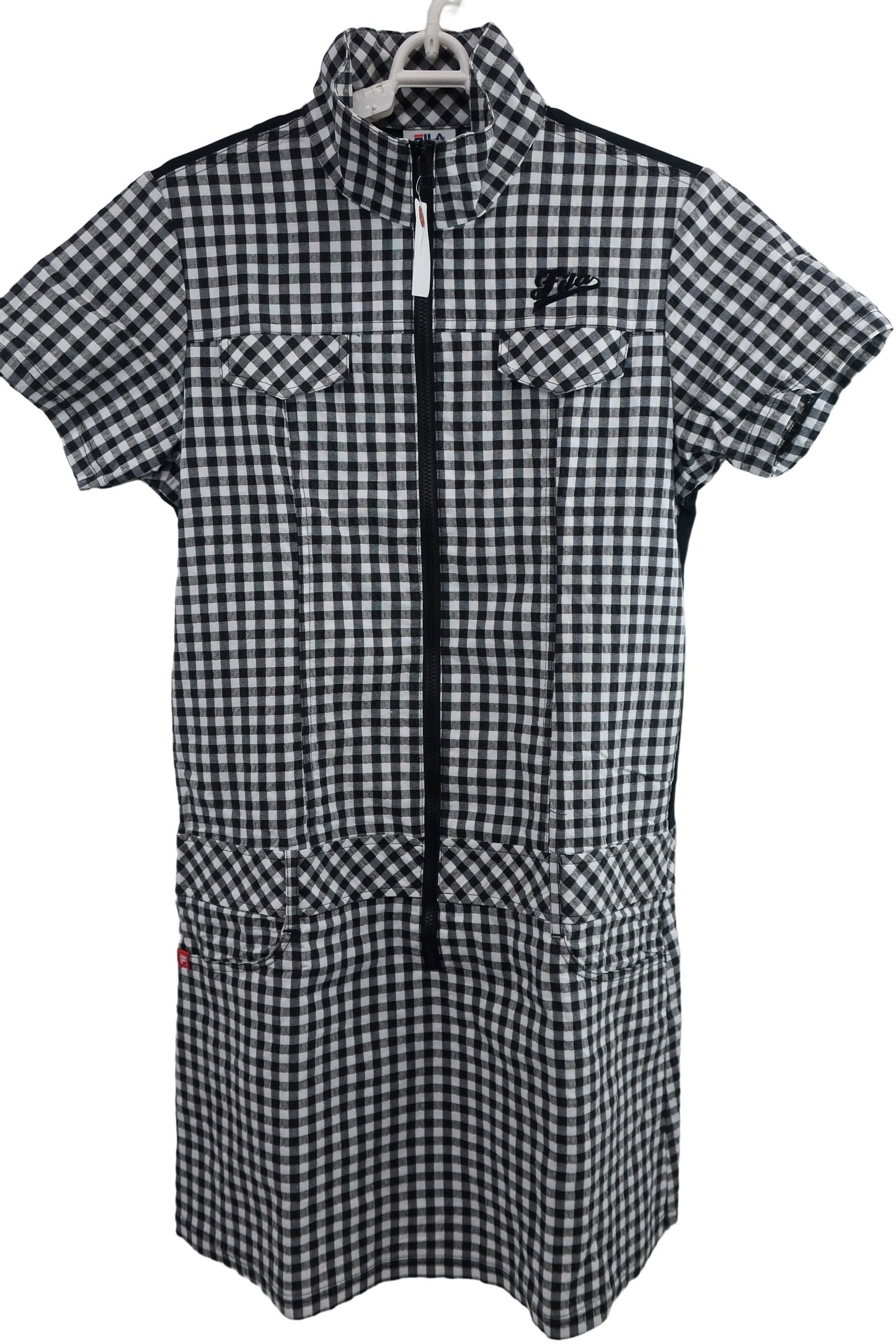 FILA GOLF(フィラゴルフ) ジップワンピース 白黒チェック レディース L A-1
