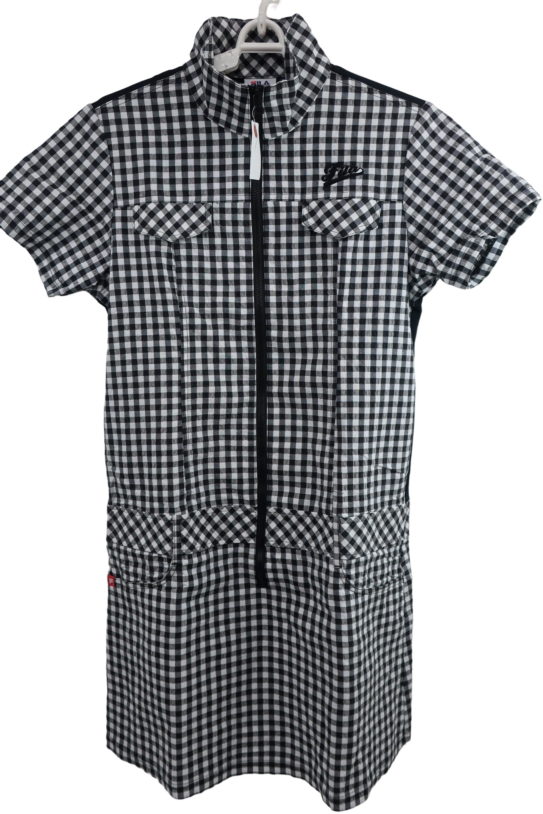 FILA GOLF(フィラゴルフ) ジップワンピース 白黒チェック レディース L A-1