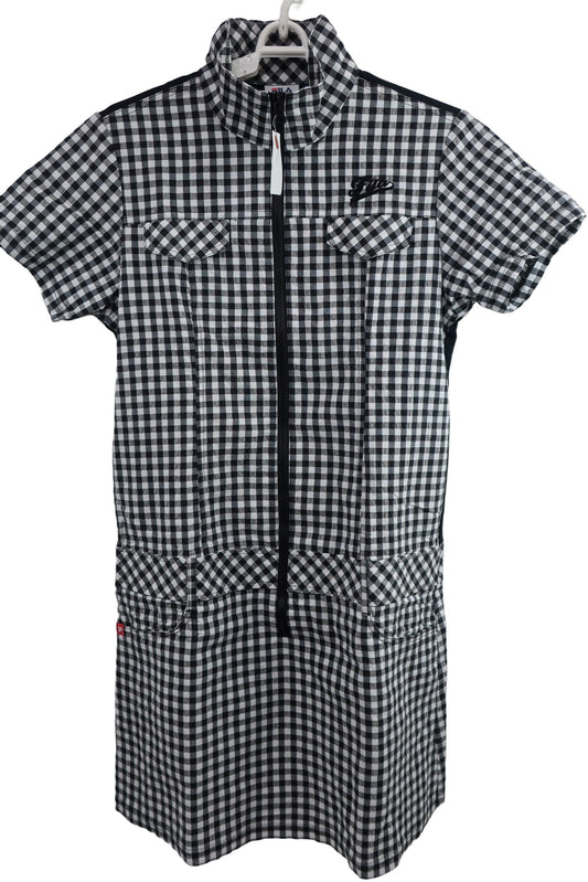 FILA GOLF(フィラゴルフ) ジップワンピース 白黒チェック レディース L A-1