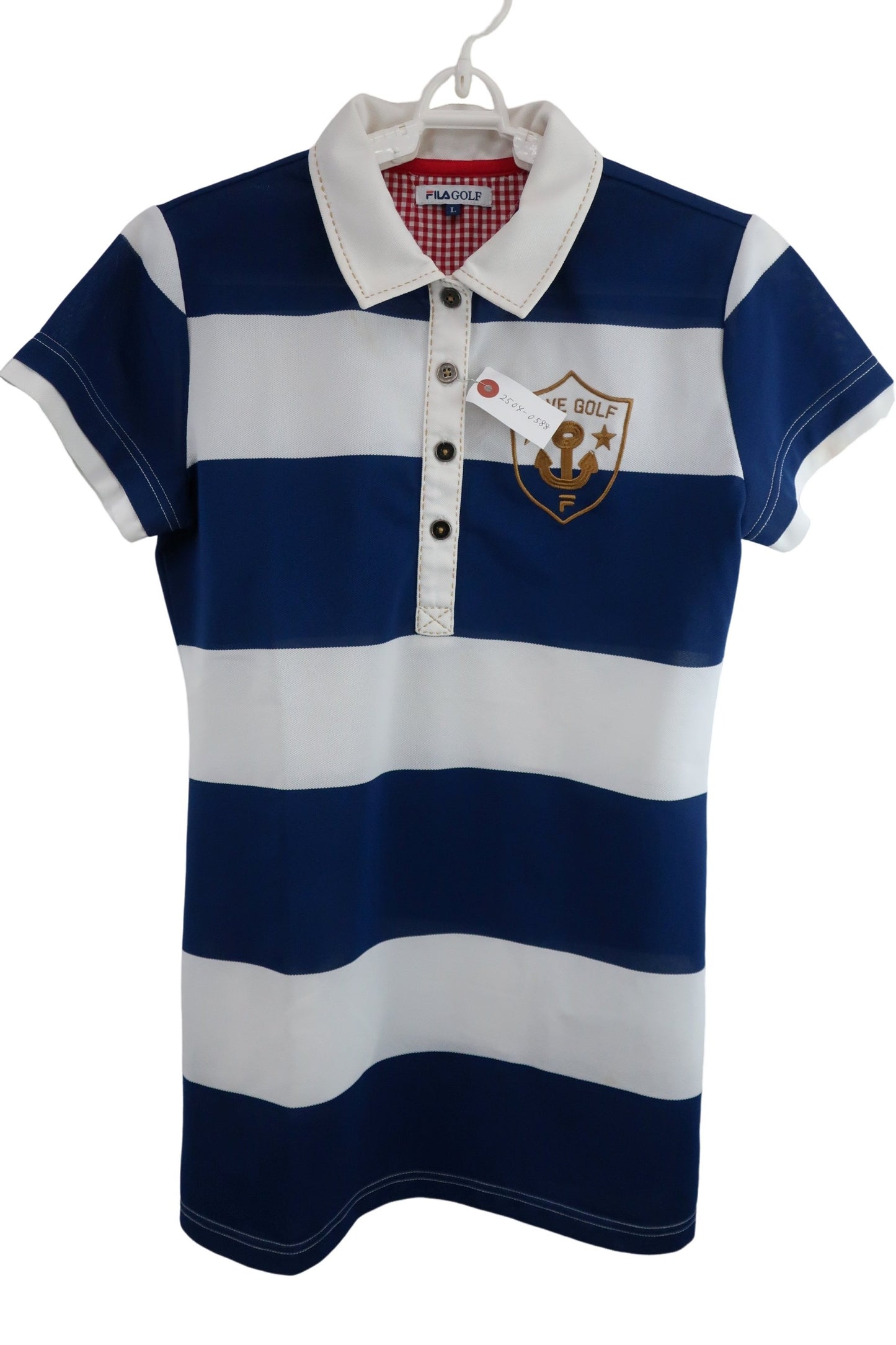FILA GOLF(フィラゴルフ) ポロシャツ 白青ボーダー レディース L B-1