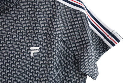 FILA GOLF(フィラゴルフ) 半袖モックネックシャツ グレーロゴ柄 レディース M A-2