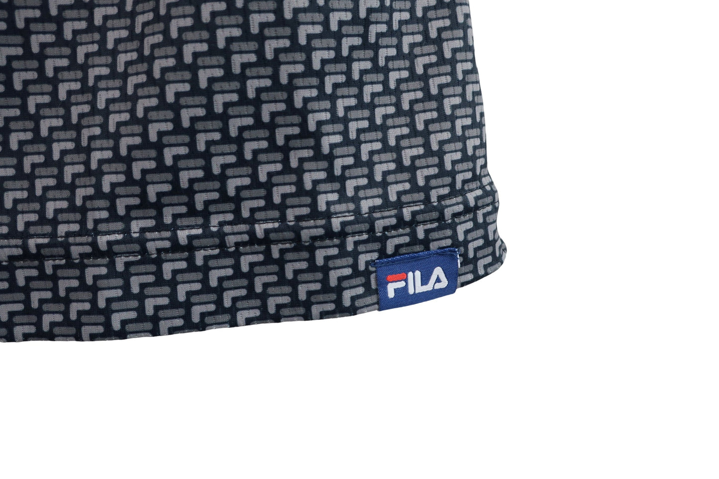 FILA GOLF(フィラゴルフ) 半袖モックネックシャツ グレーロゴ柄 レディース M A-3