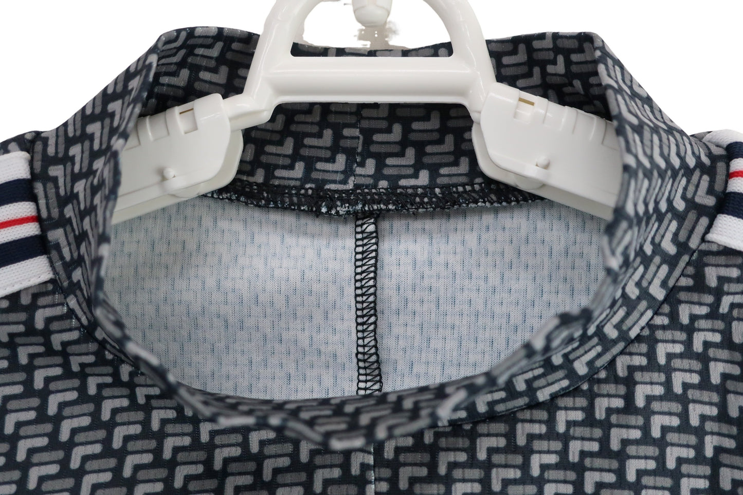 FILA GOLF(フィラゴルフ) 半袖モックネックシャツ グレーロゴ柄 レディース M A-4