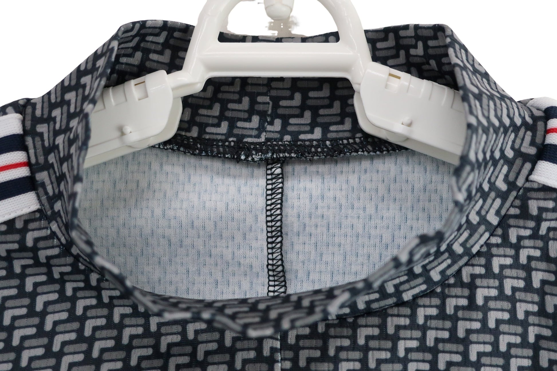 FILA GOLF(フィラゴルフ) 半袖モックネックシャツ グレーロゴ柄 レディース M A-4