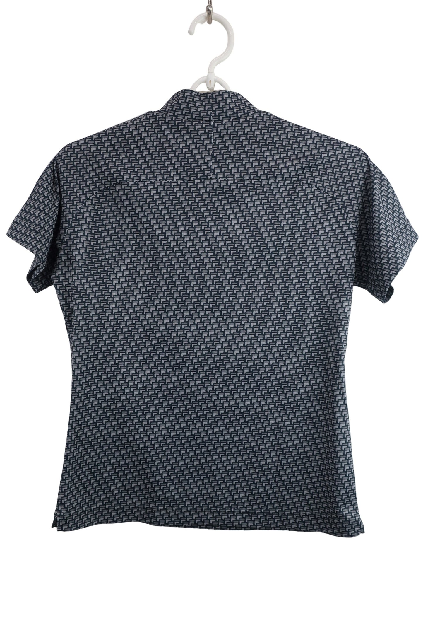 FILA GOLF(フィラゴルフ) 半袖モックネックシャツ グレーロゴ柄 レディース M A-5