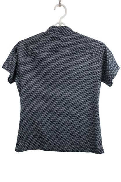 FILA GOLF(フィラゴルフ) 半袖モックネックシャツ グレーロゴ柄 レディース M A-5