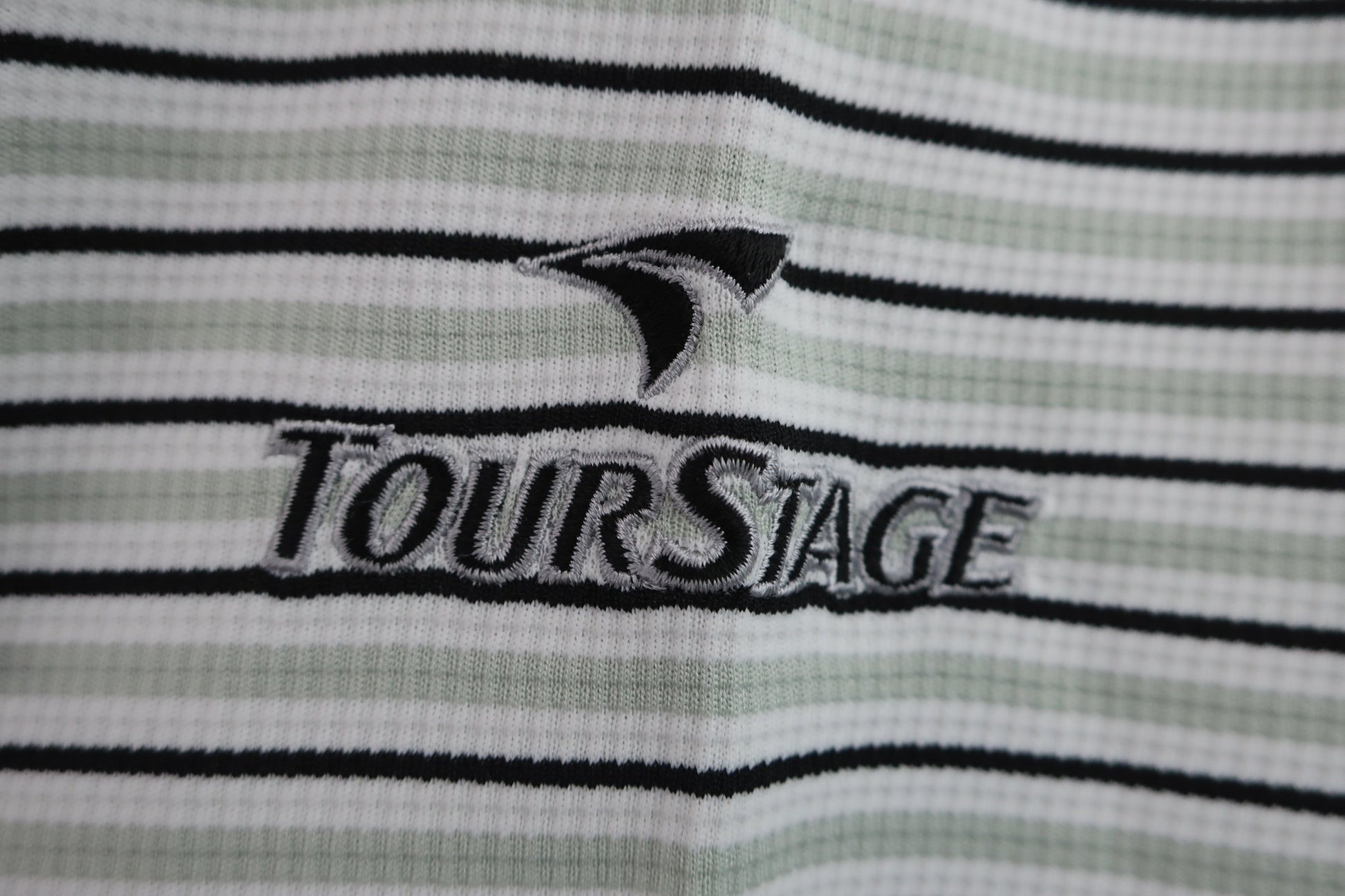 TOURSTAGE(ツアーステージ) ハーフジップシャツ 白グレーボーダー メンズ LL A-4