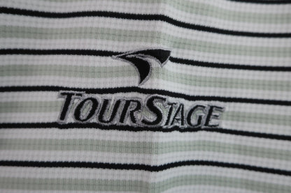 TOURSTAGE(ツアーステージ) ハーフジップシャツ 白グレーボーダー メンズ LL A-4