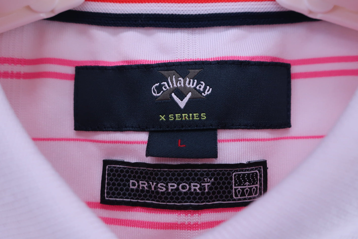 Callaway(キャロウェイ) ポロシャツ 白ピンクボーダー レディース L 241-151893 B-3