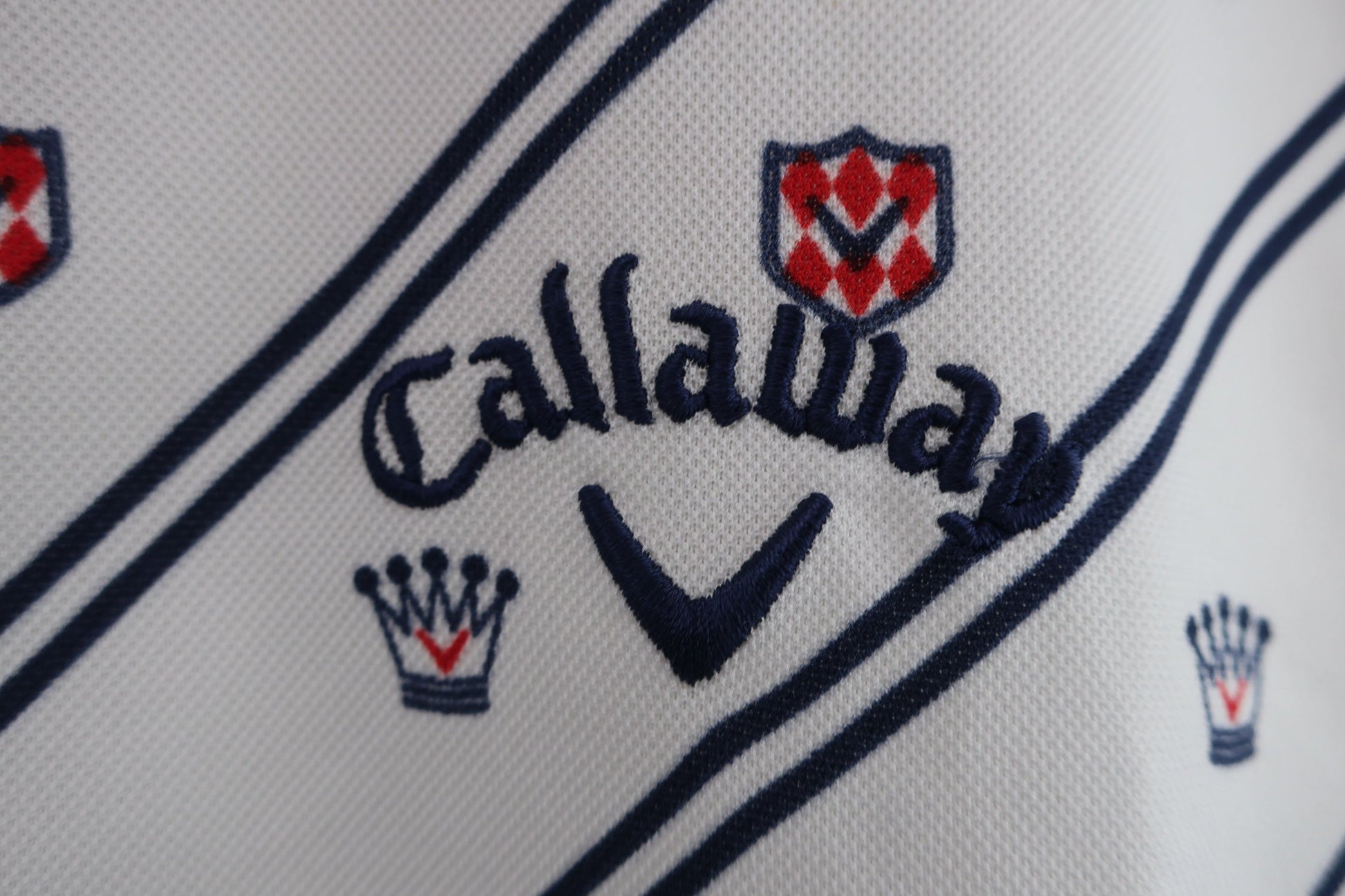 Callaway(キャロウェイ) ポロシャツ 白ネイビーストライプ メンズ M 241-257544 A-2