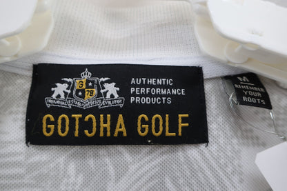 GOTCHA GOLF(ゴッチャゴルフ) ポロシャツ 白グレー総柄 メンズ M A-2