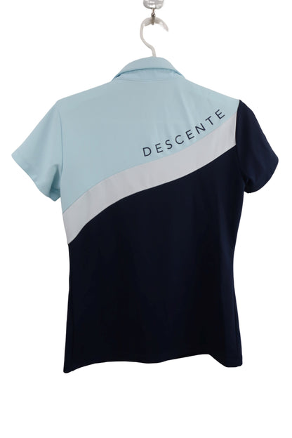 DESCENTE(デサント) ハーフジップポロシャツ 青系白 レディース M A-5