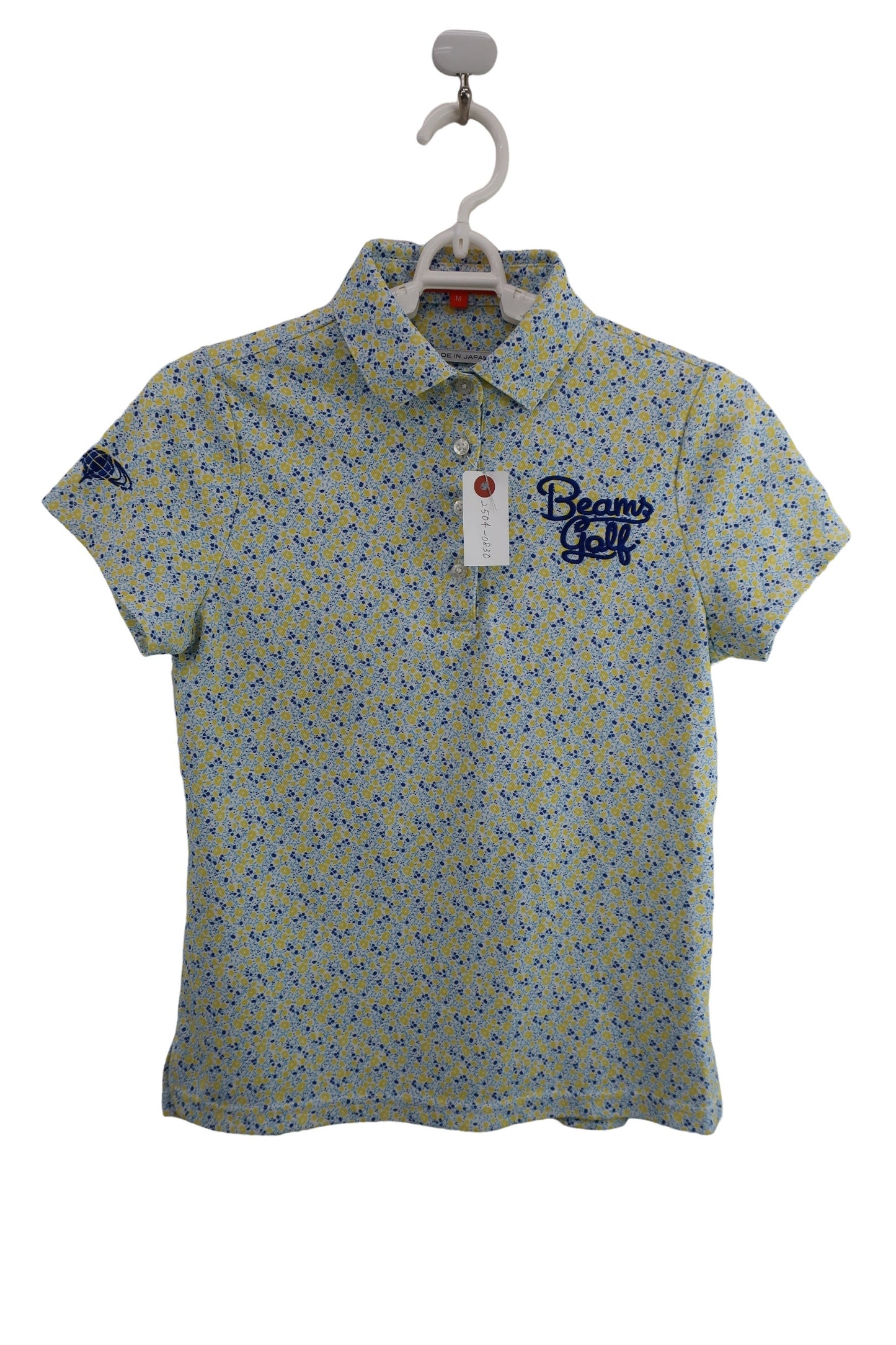 BEAMS GOLF(ビームスゴルフ) ポロシャツ 水色黄色花柄 レディース M A-1