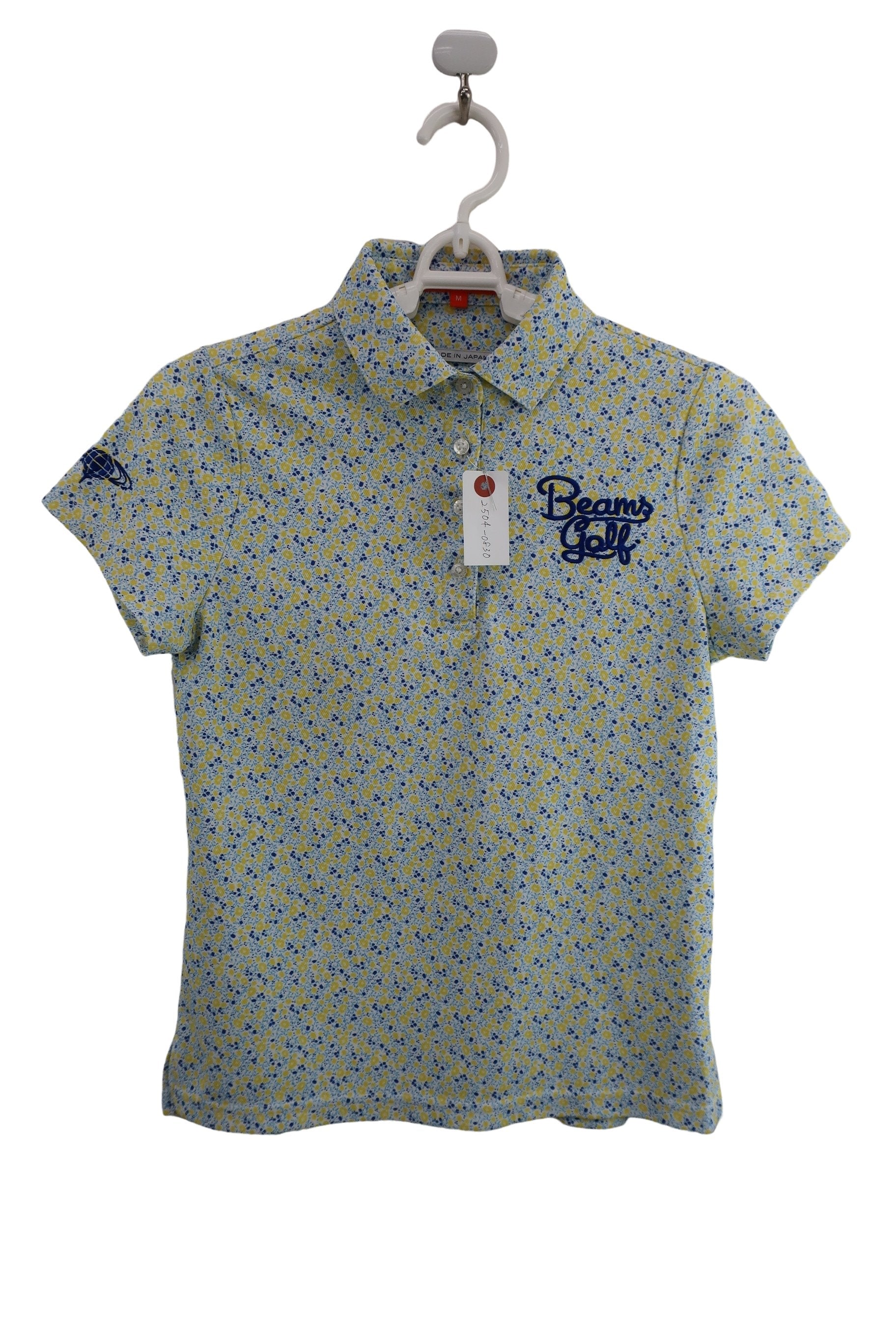BEAMS GOLF(ビームスゴルフ) ポロシャツ 水色黄色花柄 レディース M A-1