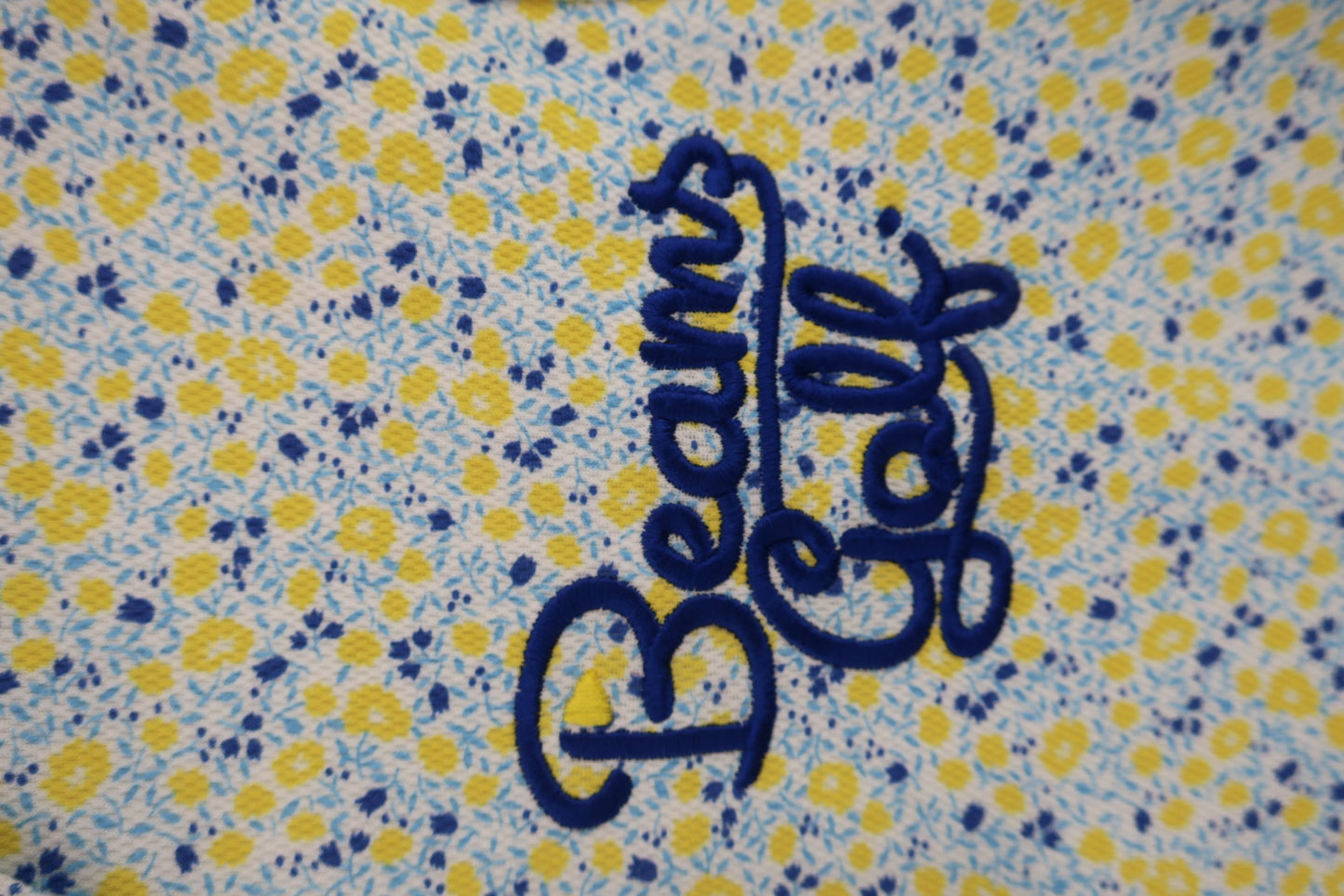 BEAMS GOLF(ビームスゴルフ) ポロシャツ 水色黄色花柄 レディース M A-2