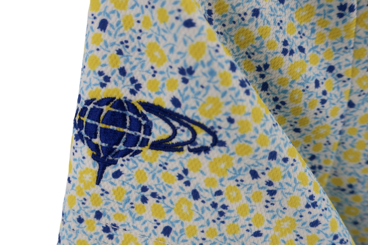 BEAMS GOLF(ビームスゴルフ) ポロシャツ 水色黄色花柄 レディース M A-4