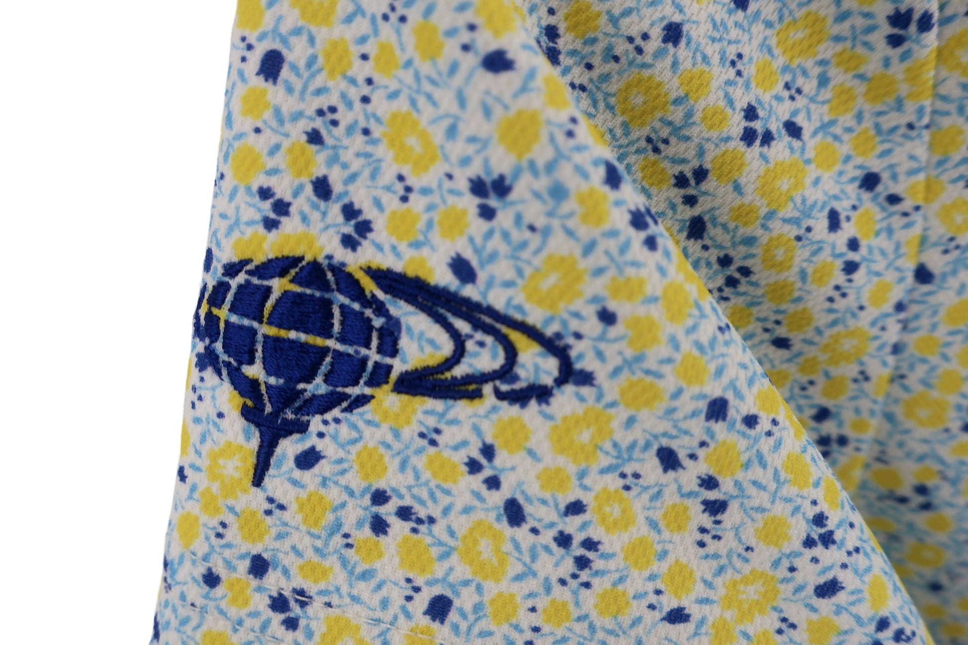 BEAMS GOLF(ビームスゴルフ) ポロシャツ 水色黄色花柄 レディース M A-4