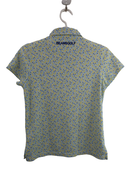 BEAMS GOLF(ビームスゴルフ) ポロシャツ 水色黄色花柄 レディース M A-5