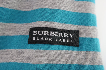 BURBERRY(バーバリー) ハイネックシャツ グレー青系ボーダー メンズ 2 B-4