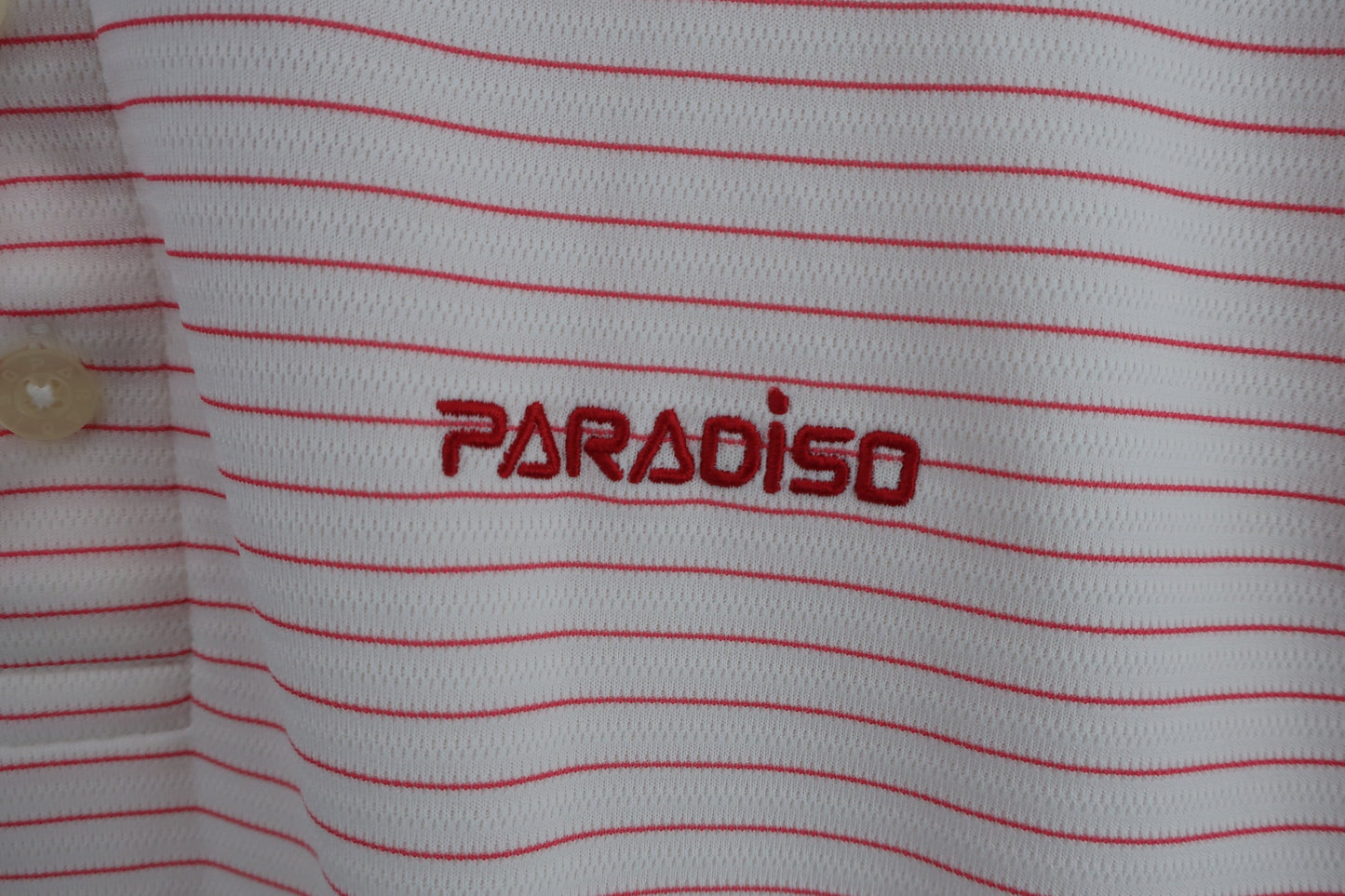 PARADISO(パラディーゾ) ポロシャツ 白赤ボーダー メンズ M A-2