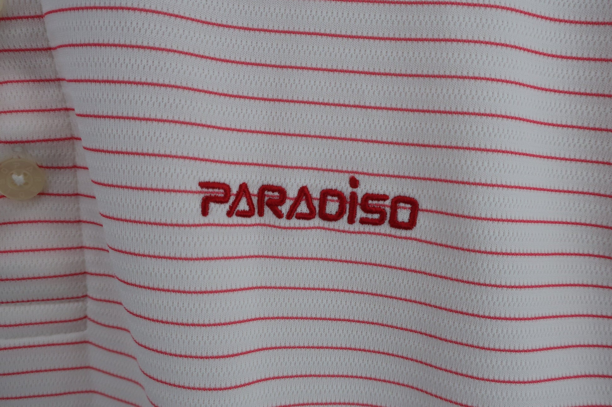 PARADISO(パラディーゾ) ポロシャツ 白赤ボーダー メンズ M A-2