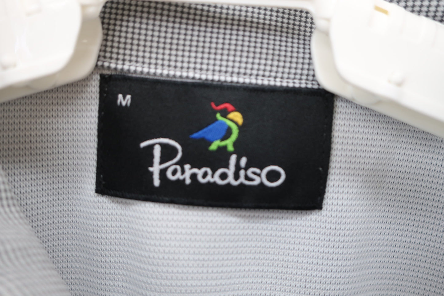PARADISO(パラディーゾ) ポロシャツ 白黒チェック メンズ M A-4