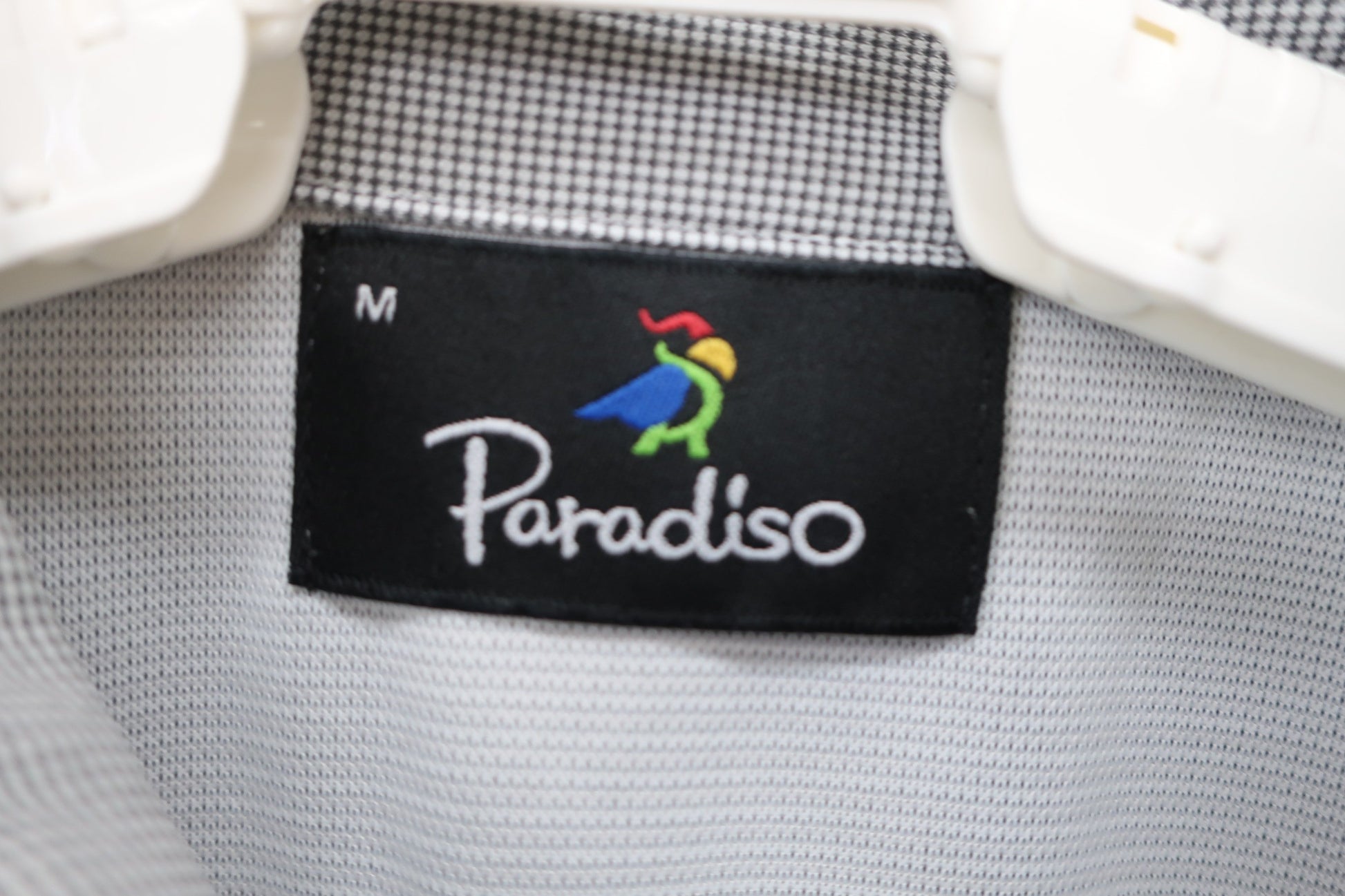 PARADISO(パラディーゾ) ポロシャツ 白黒チェック メンズ M A-4