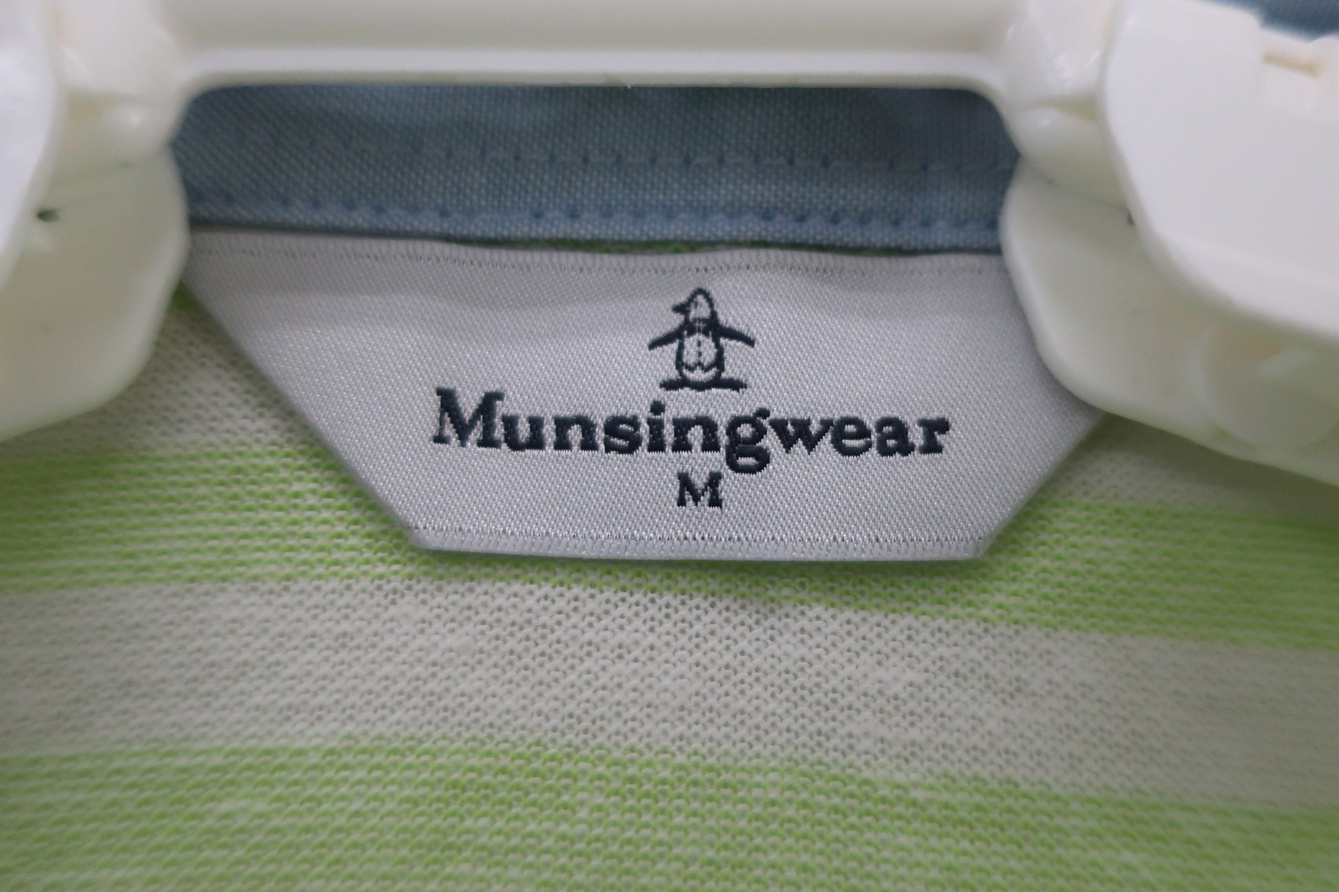 Munsingwear(マンシングウェア) 半袖ポロシャツ 黄緑白ボーダー レディース M B-2