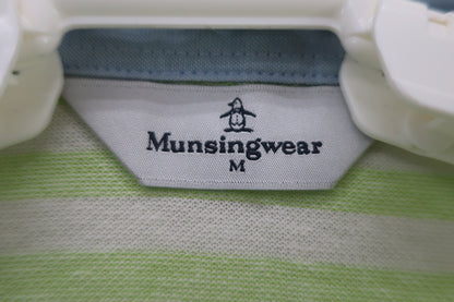 Munsingwear(マンシングウェア) 半袖ポロシャツ 黄緑白ボーダー レディース M B-2