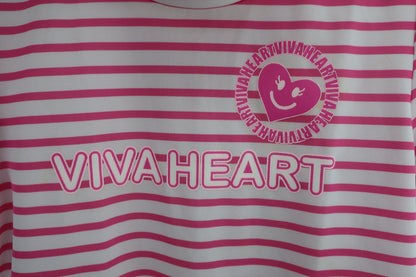 VIVA HEART(ビバハート) 半袖モックネックシャツ ピンク白ボーダー レディース 40 B-2