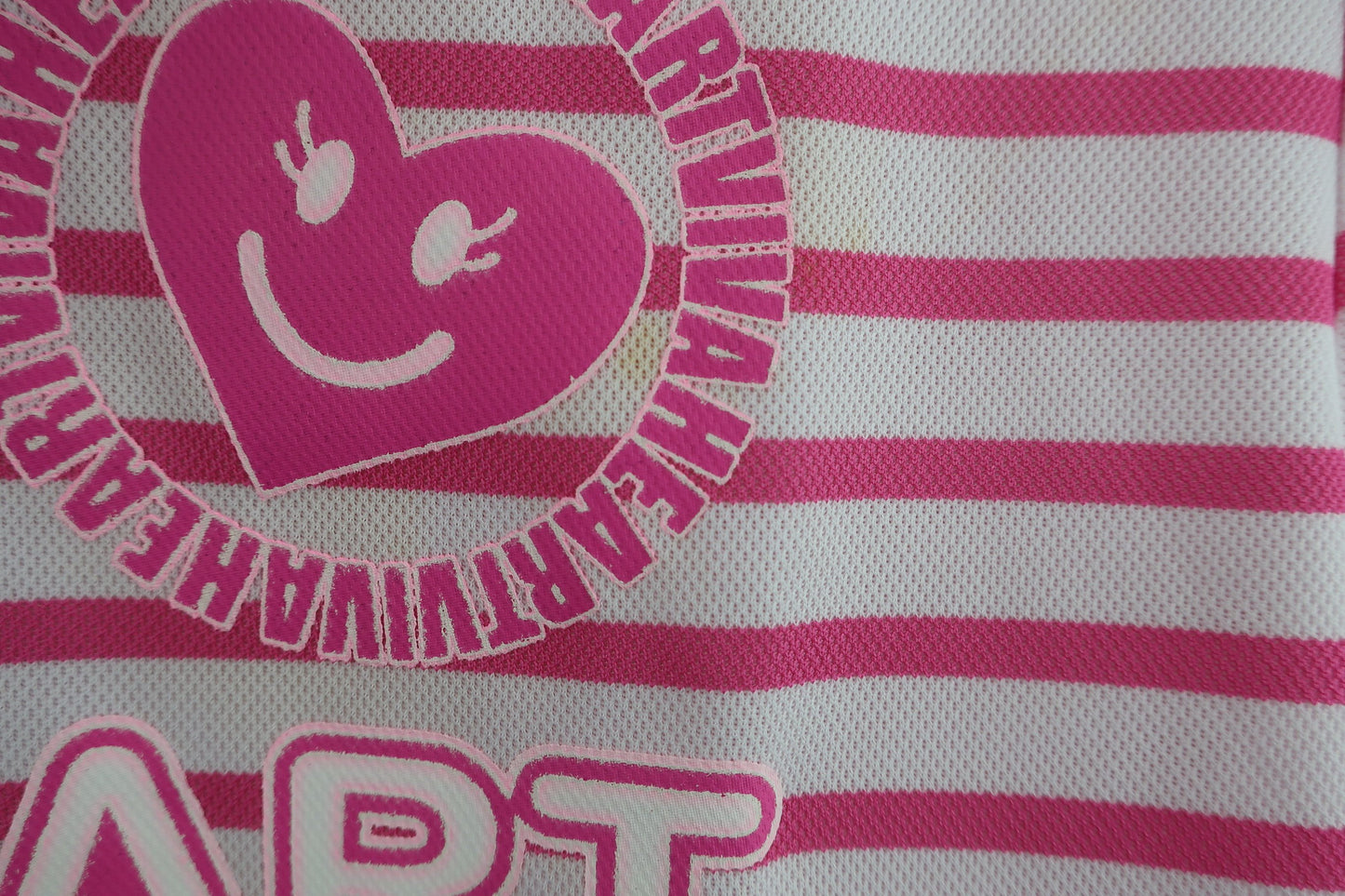 VIVA HEART(ビバハート) 半袖モックネックシャツ ピンク白ボーダー レディース 40 B-4