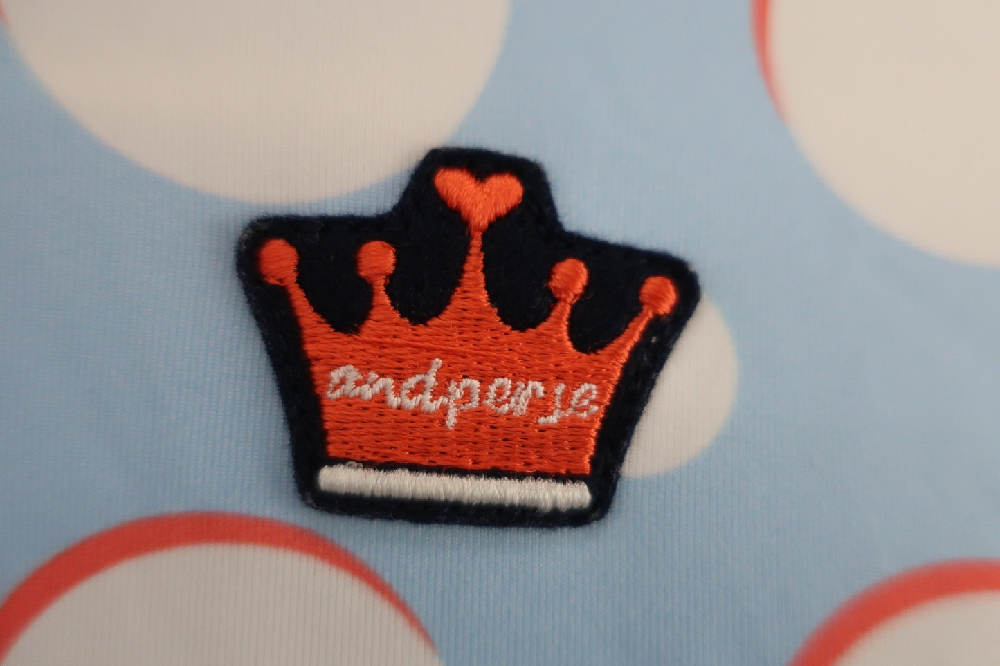 and per se(アンパスィ) 長袖モックネックシャツ 水色水玉模様 レディース M 9217FS/P1 A-3