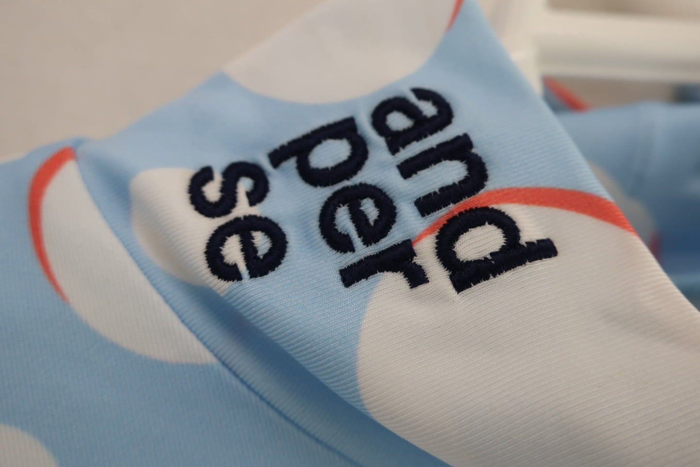 and per se(アンパスィ) 長袖モックネックシャツ 水色水玉模様 レディース M 9217FS/P1 A-4