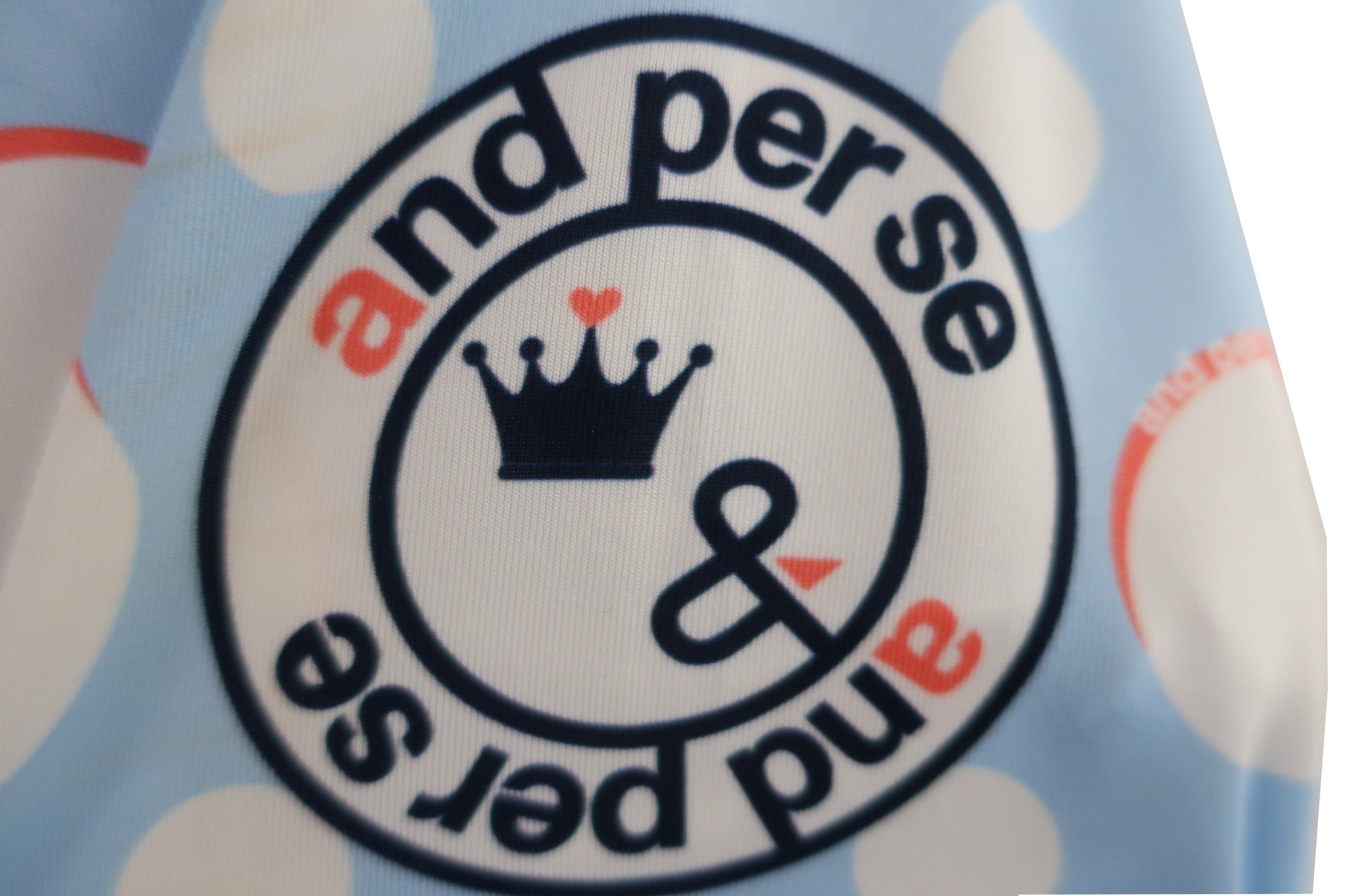 and per se(アンパスィ) 長袖モックネックシャツ 水色水玉模様 レディース M 9217FS/P1 A-5