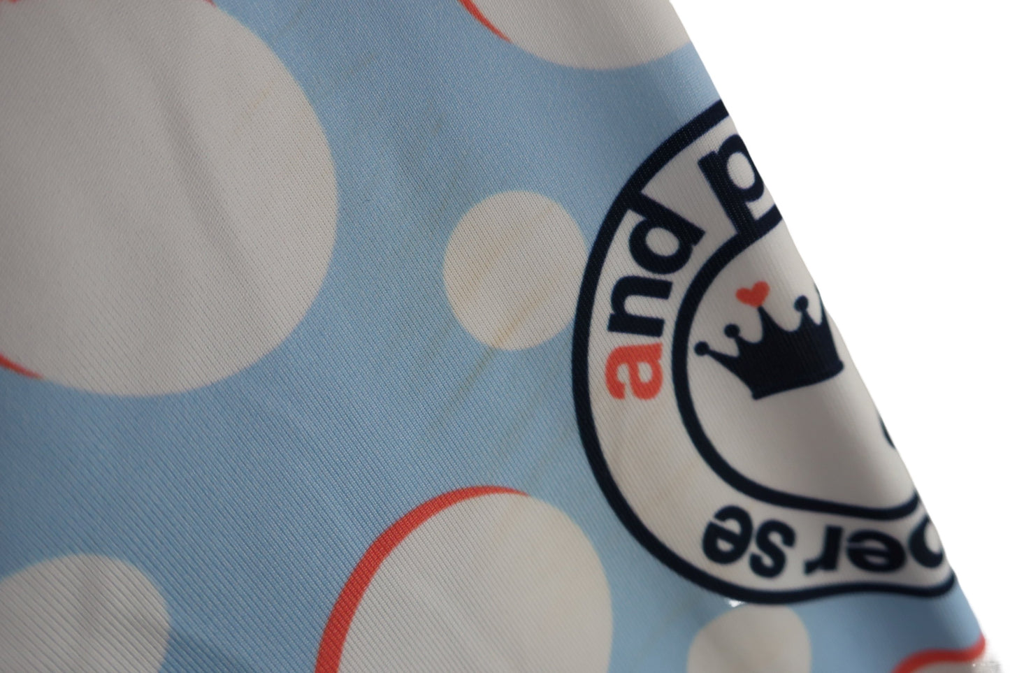 and per se(アンパスィ) 長袖モックネックシャツ 水色水玉模様 レディース M 9217FS/P1 A-6