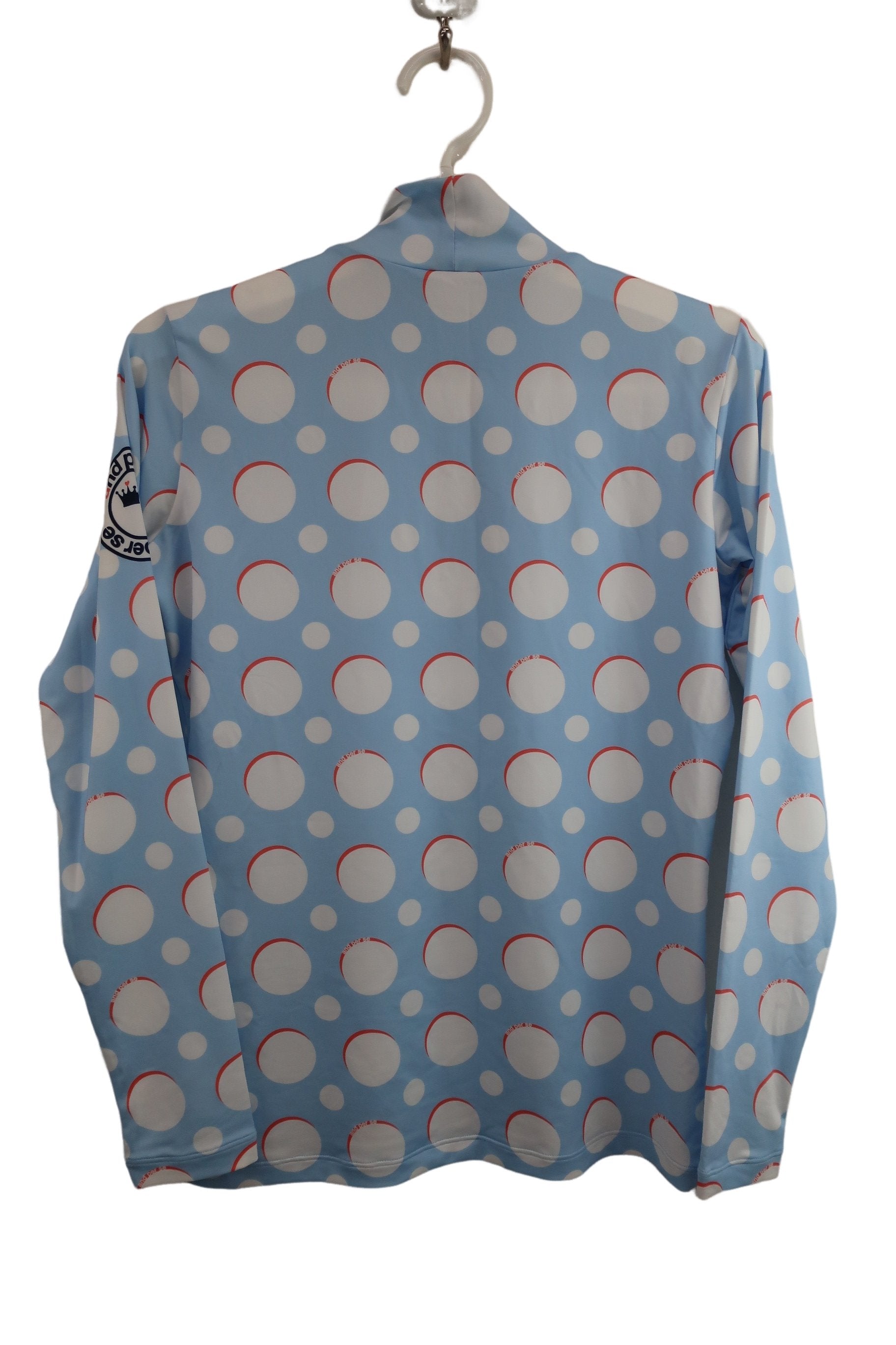 and per se(アンパスィ) 長袖モックネックシャツ 水色水玉模様 レディース M 9217FS/P1 A-7