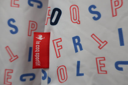 le coq sportif(ルコックスポルティフ) 長袖モックネックシャツ 白地ピンク青アルファベット柄 レディース L QGWTJB00 A-3