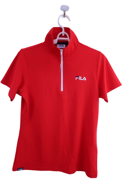 FILA GOLF(フィラゴルフ) 半袖ハーフジップシャツ 赤 レディース L A-1