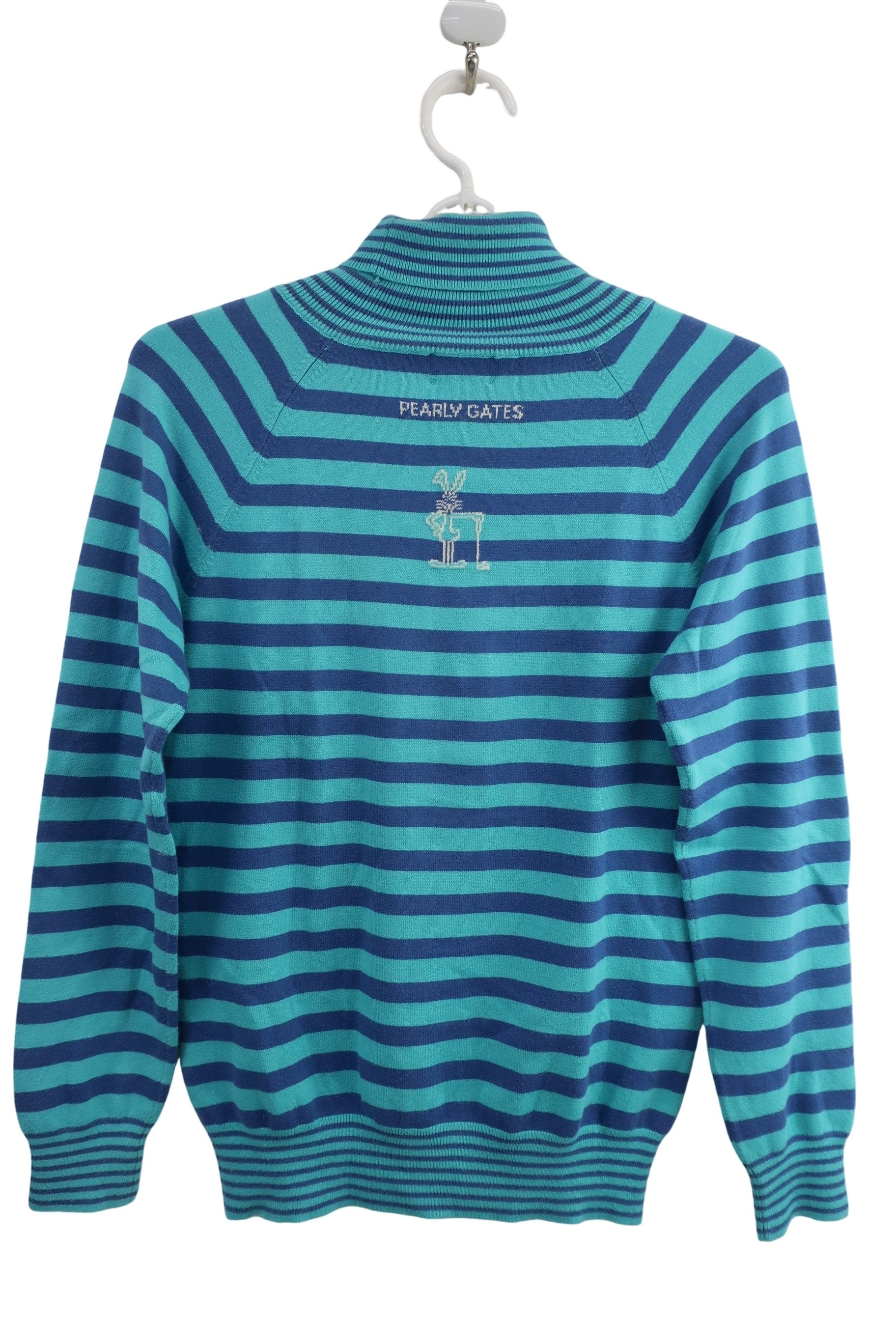 PEARLY GATES(パーリーゲイツ) ハイネックセーター 青水色ボーダー レディース 1 B-4