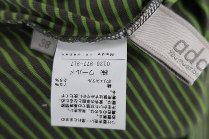adabat(アダバット) モックネックシャツ 緑茶色ボーダー レディース 38 A-5