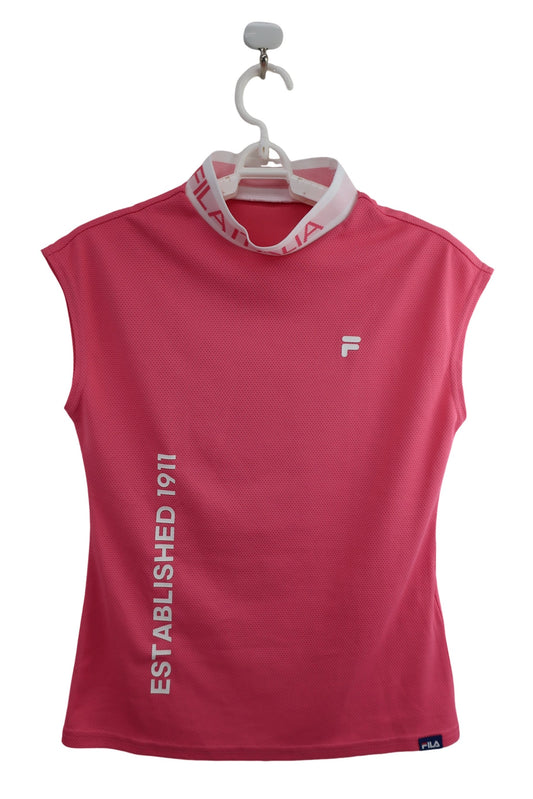 FILA GOLF(フィラゴルフ) 半袖モックネックシャツ ピンク レディース M S-1