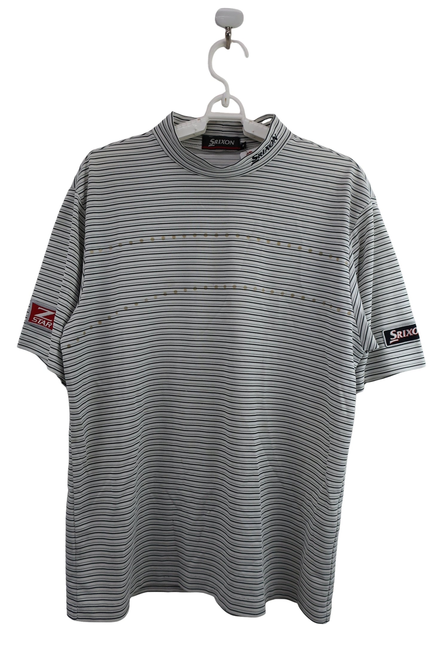 SRIXON(スリクソン) 半袖モックネックシャツ 白黒ボーダー メンズ M B-1