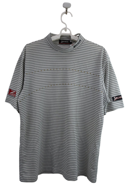 SRIXON(スリクソン) 半袖モックネックシャツ 白黒ボーダー メンズ M B-1