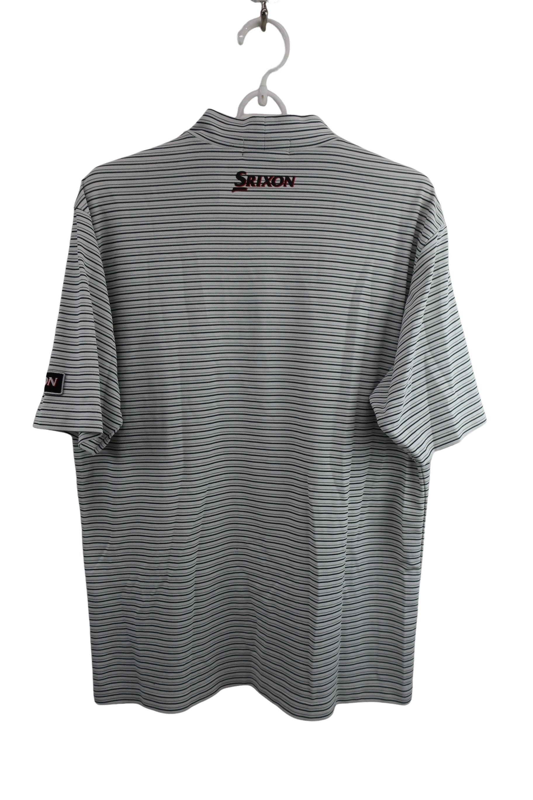 SRIXON(スリクソン) 半袖モックネックシャツ 白黒ボーダー メンズ M B-7