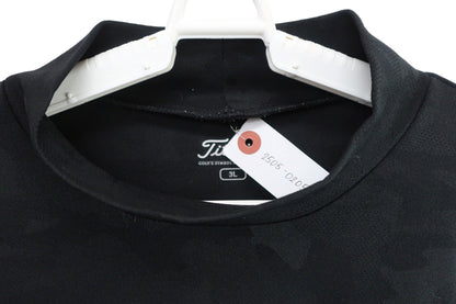 Titleist(タイトリスト) 長袖モックネックシャツ 黒カモフラ柄 メンズ 3L A-4